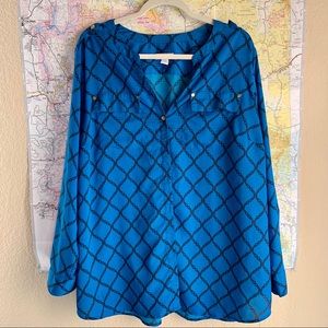 Charter Club Blue Blouse Nautical Size 2X